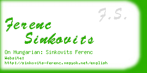 ferenc sinkovits business card